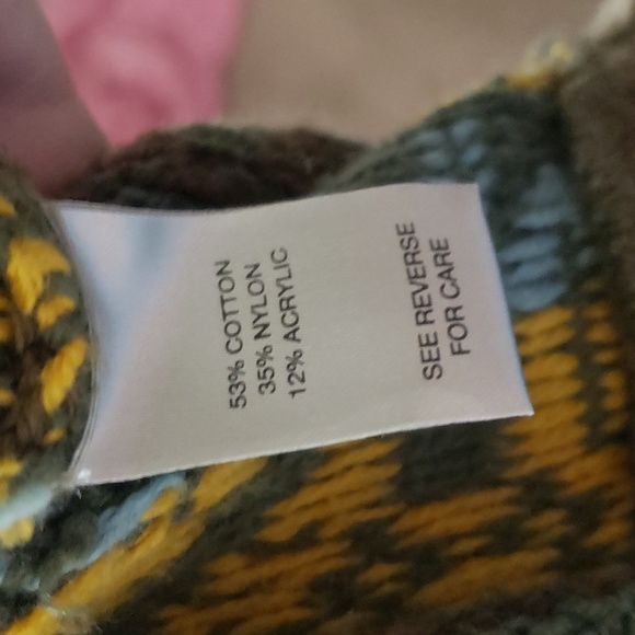 BKE Sweater Womens Large Green Brown Yellow Aztec Cardigan Button Up Buckle m - Picture 8 of 8